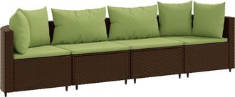vidaXL Vidaxl - Set Divano Da Giardino 4 Pz Con Cuscini Marrone In Polyrattan
