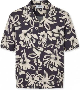 Laneus Bowling Shirt - Heren - Korte mouwen Overhemden - Blauw - L - Overhemden