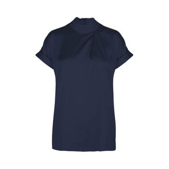 Dante6 Opium Satijnen Top met Rits Sluiting - Dames - Blouses & Shirts - Blauw - Maat: XS Satijn