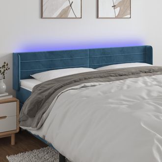 vidaXL Cabecero Con Led De Terciopelo Azul Oscuro 203x16x78/88 Cm Vidaxl