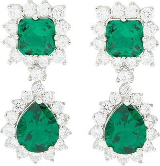 Kenneth Jay Lane CZ BY Kenneth Jay Lane Crystal-embellished Rhodium-plated Drop Earrings - Green - One Size