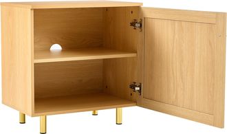 STILVORA Mueble De Almacenaje Con 1 Puerta De Rat&aacute;n Y Estante, Patas De Metal, Para Dormitorio Sal&oacute;n Comedor, Mdf, 60&times;40&times;63 Cm, Natural