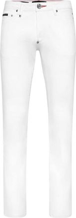 Philipp Plein Denim Broeken Super Straight Cut Skulls - Heren - Regular Fit Jeans - Wit - W31 - Denim - Jeans