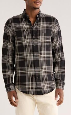 Scotch & Soda Textured Plaid Button-Up Shirt in Anthracite at Nordstrom Rack, Size X-Large