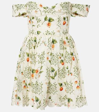 Agua Bendita Poesia off-shoulder linen minidress