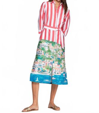 Vilagallo Puerto Banus Dress In Coral Stripes