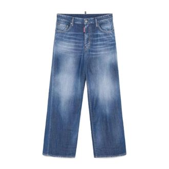 Dsquared2 Gedistilleerde Wijde Pijp Jeans - Heren - Jeans - Blauw - Maat: S Leer