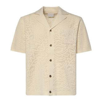 Dr&ocirc;le de Monsieur Short Sleeve Shirts, male, Beige, Size: M Chemise Maille Dentelle