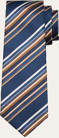 Kiton Mens Multi-Stripe Silk Sevenfold Tie