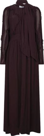 Dante6 Lasorinn Maxi Jurk met Ruches - Dames - Jurken - Bruin - Maat: M Chiffon