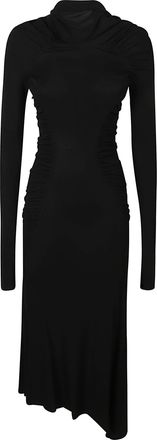 Victoria Beckham Gathered Fitted Asymmetrical Midi Dress