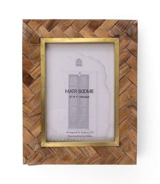 Matr Boomie Basu Picture Frame - Carved Wood, Brass Inlay in Natural Wood - 5X7 at Nordstrom, Size 5Ft 0In X 7Ft 0In
