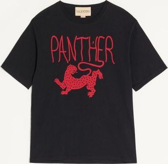 Valentino T-Shirt In Cotone Stampato Donna NERO/ROSSO XL