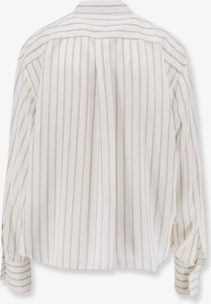 Brunello Cucinelli Womens Striped Silk Shirt White
