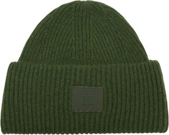 Acne Studios Beanies, unisex, Green, Size: ONE SIZE Face Logo Beanie