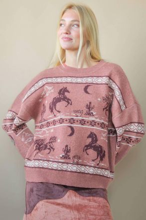 Very J Western Express Knit Sweater In Mauve