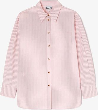 Ganni Pink Stripe Shirt - Size 34 Organic Cotton
