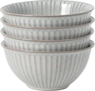 Gibson Home Bistro Linea Stoneware Reactive Glaze Ribbed Cereal Bowl, Set of 4 in Grey at Nordstrom