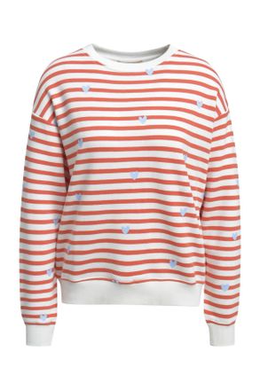 Smith & Soul Sweatshirt SMITH & SOUL, Damen, Gr. XXL, mandarin rot, Sweatware, Obermaterial: 80% Baumwolle, 20% Modal, bedruckt, gestreift, relaxed fit normal, Run