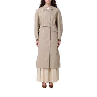 Max Mara Lange Trenchcoat met enkele rij knopen - Dames - Mantels - Beige - Maat: XS Katoen
