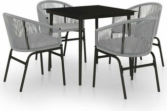 vidaXL Vidaxl - Juego De Comedor Para Jard&iacute;n 5 Piezas Rat&aacute;n Sint&eacute;tico Gris