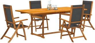vidaXL Juego Comedor De Jard&iacute;n 5 Pzas Madera Maciza Acacia Y Textileno Vidaxl