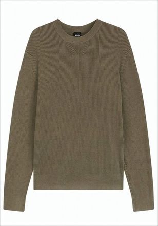 BOSS Crewneck Sweater With Textured Corduroy Effect