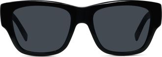 Givenchy City 53mm Geometric Sunglasses in Shiny Black /Smoke at Nordstrom