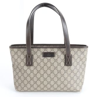 Gucci Brown Coated Canvas Leather Handbag Tote Bag (Pre-Owned)