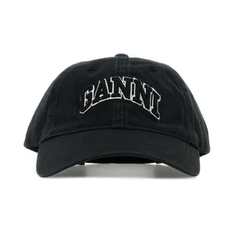 Ganni Caps, female, Black, Size: ONE SIZE Logo Baseball Cap