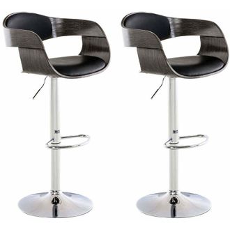 Clp Clp - Set De 2 Taburetes Kingston En Simil Cuero Negro/gris