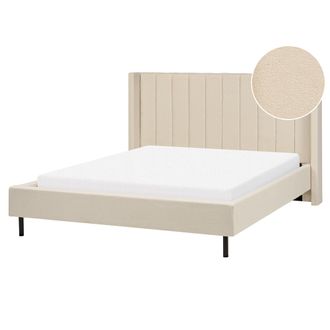 Beliani Cama Con Somier 160 X 200 Cm Moderna Tapizada Boucl&eacute; Base Listones Beige Villette