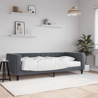 vidaXL Sof&aacute; Cama Con Colch&oacute;n Terciopelo Gris Oscuro 90x200 Cm Vidaxl