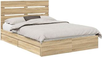 vidaXL Storage Bed with Drawer Sonoma Oak 150 x 200 cm Engineered Wood vidaXL