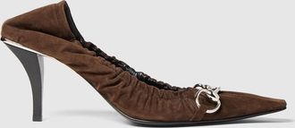 Gucci Womens Vittoria Pump With Elastic, Brown, Suede