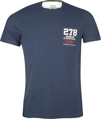 Barbour SMQ Wing T-Shirt Navy - Heren - T-shirts - Blauw - XL - Katoen - Tops