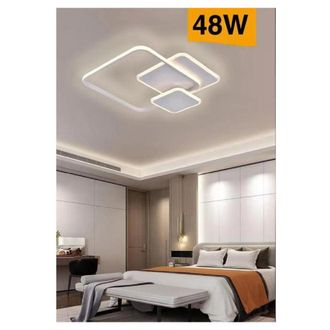 Trade Shop Trade Shop - Lampada Soffitto Plafoniera Led 48w Moderno 3 Quadrati Luce 6500k 4000k 3000k C31