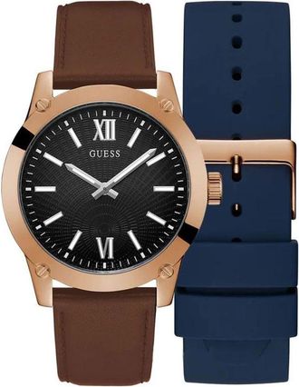 Guess Crescent Watch - Heren - Horloges - Veelkleurig - ONE Size - Leer - Accessoires