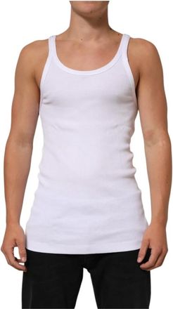 Dolce & Gabbana Sleeveless T-shirt met ronde hals - Heren - Tops zonder mouwen - Wit - 2XL - Katoen - Tops