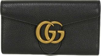 Gucci Black Leather Long Wallet (Tri-Fold) (Pre-Owned)
