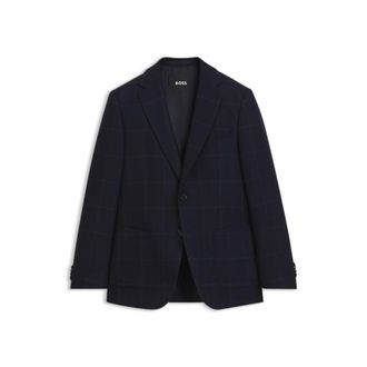 BOSS Slim-fit blazer in checked virgin wool