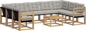 vidaXL Conjunto De Sof&aacute;s De Exterior 10 Uds. Blanco Y Gris Claro Vidaxl