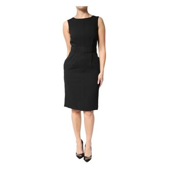 Dolce & Gabbana Midi Dresses, female, Black, Size: M Sleeveless Sheath Dress