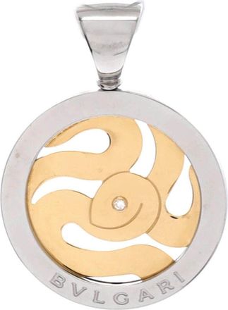 Bulgari Tondo Snake Pendant Charm Pendant & Charms 18K Yellow Gold and Stainless Steel with Diamond