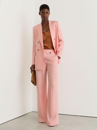 Reiss Pink Wide-leg Suit Trousers, 10L