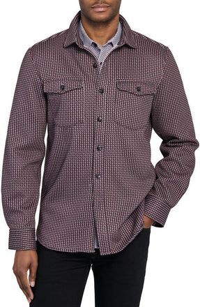 ConStruct Houndstooth Geo Shirt Jacket in Black/red at Nordstrom, Size Xx-Large