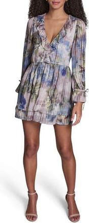 BCBGeneration Print Metallic Long Sleeve Dress in Lilac/Sapphire Blue Multi at Nordstrom Rack, Size 12