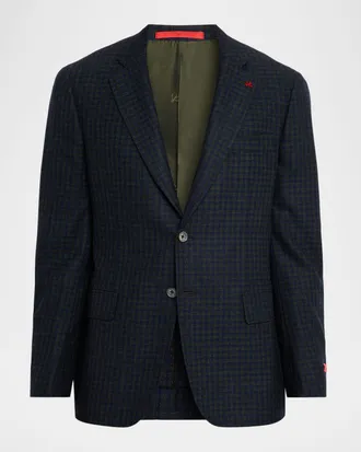 Isaia Men & apos;s Check Wool Single-Breasted Sport Coat