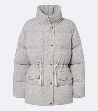 Moncler Wool-blend tweed down jacket