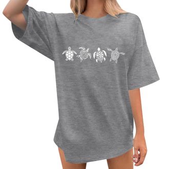 Generic Oversized Sea Turtle Shirts Women Ocean Animal Hawaiian Tshirts Graphic Casual Summer Beach Vacation Tees Tops 2025